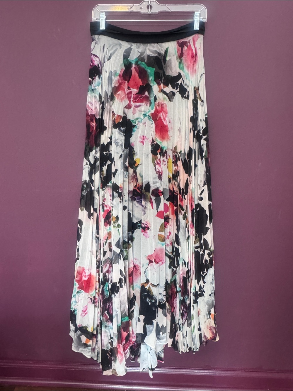 charlie jade Floral Pleated Maxi Skirt - Multi Pink & Black